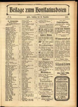 Zweite Ausgabe vom Sonntag, den 20. Dezember 1903.