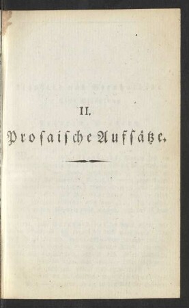 II. Prosaische Aufsätze