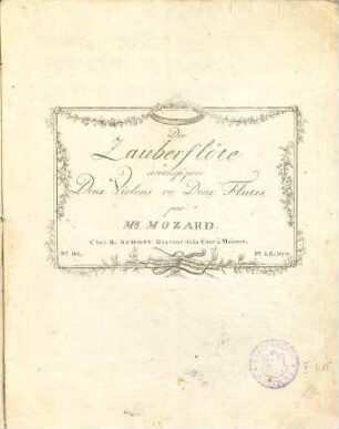 Die Zauberflöte arrangé pour Deux Violons ou Deux Flutes