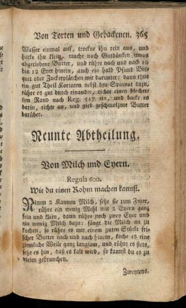 Neunte Abtheilung. Von Milch und Eyern.