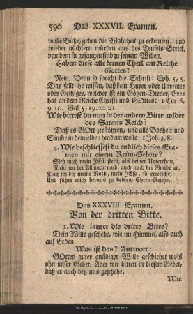 Das XXXVIII. Examen. Von der dritten Bitte