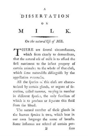 On the natural Use of Milk.