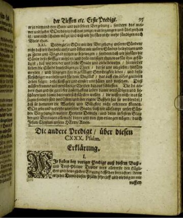 Die andere Predigt/ über diesen CXXX. Psalm.