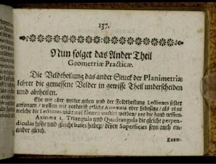 Nun folget das Ander Theil Geometriae Practicae