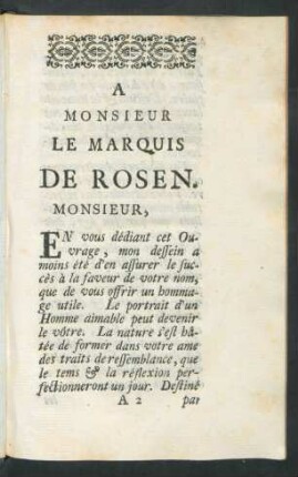 A Monsieur Le Marquis De Rosen