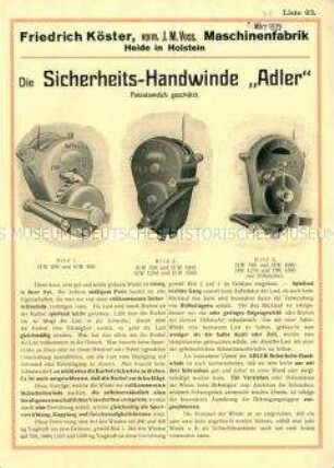Die Sicherheits-Handwinde "Adler" / Liste 23