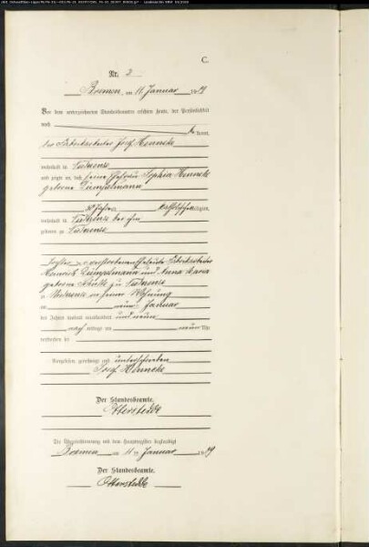 Sterberegister Standesamt Bremen