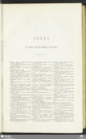 Index to the sixty-third volume