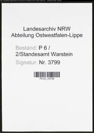 Heiratsregister Standesamt Warstein