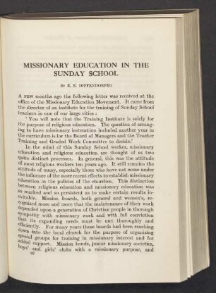Missionary education in the sunday school