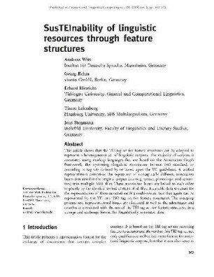 SusTEInability of linguistic resources through feature structures