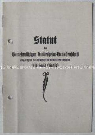 Statut der Kinderheim-Genossenschaft Halle (Saale)
