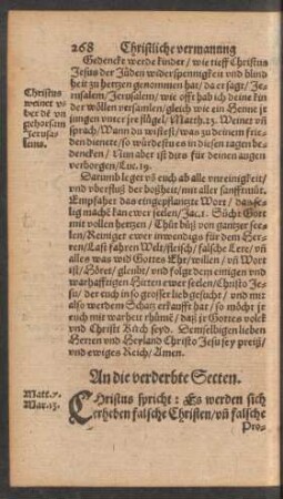An die verderbte Secten.