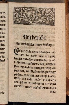 Vorbericht zur verbesserten neuen Auflage.