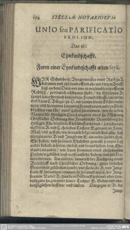 Unio seu Parificatio Prolium, Das ist: Eynkindschafft