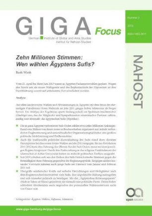 Zehn Millionen Stimmen : wen wählen Ägyptens Sufis?