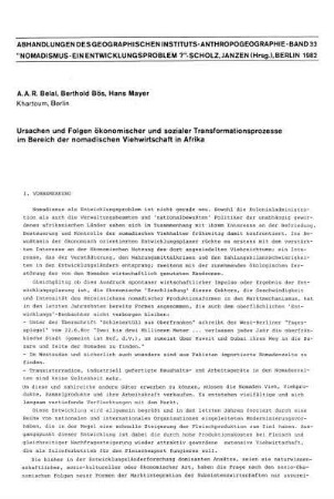 Ursachen und Folgen ökonomischer und sozialer Transformationsprozesse im Bereich der nomadischen Viehwirtschaft in Afrika