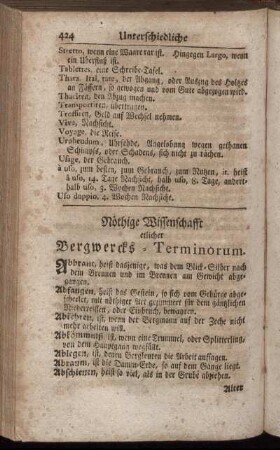 Nöthige Wissenschafft etlicher Bergwercks-Terminorum.