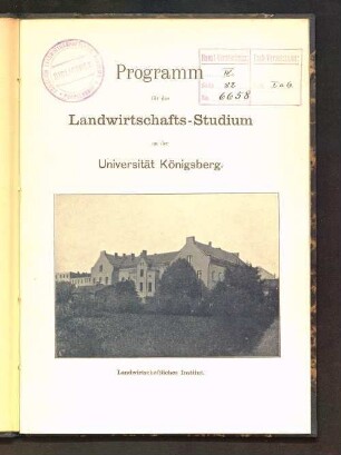 Programm für das Landwirtschafts-Studium an der Universität Königsberg