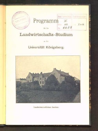 Programm für das Landwirtschafts-Studium an der Universität Königsberg