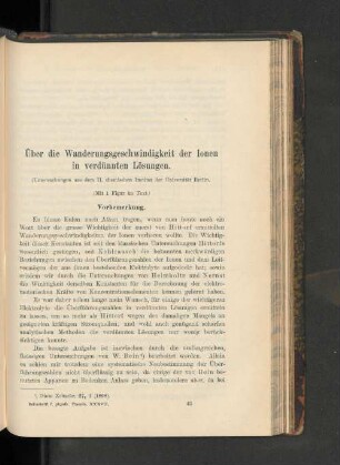 Über die Wanderungsgeschwindigkeit der Ionen in verdünnten Lösungen.
