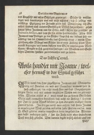 Das Ailffte Capitel. Avila handlet mit Joanne/ welcher hernach in das Spital geführt wird.