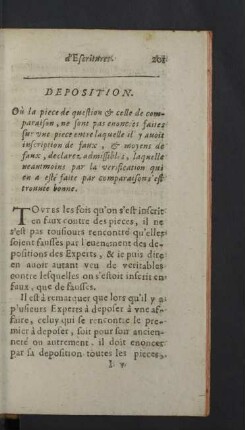 Deposition. Qù la piece de question & celle de comparaison