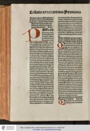 Incipit collatio abbatis Pyamonis de tribus generibus monachorum et quarto nuper exorto.
