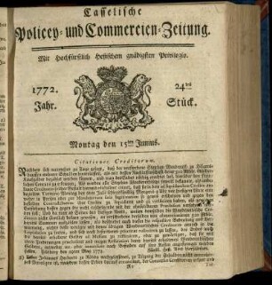 24tes Stueck, Montag den 15ten Junius 1772