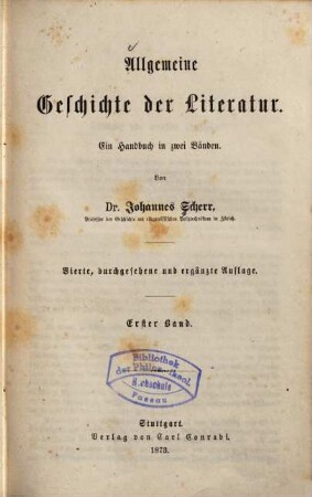 Allgemeine Geschichte der Literatur : ein Handbuch in zwei Bänden, 1