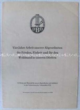 Anleitung für Propagandisten der Demokratischen Bauernpartei Deutschlands zur Vorbereitung der Volkskammerwahlen 1954