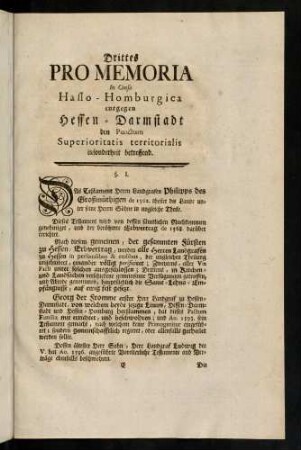 15-34, Drittes Pro Memoria - Viertes Pro Memoria