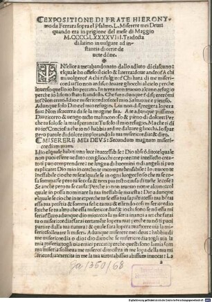 Expositione sopra el Psalmo .L. 'Miserere mei Deus' : 1498.05