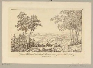 Aussicht vom Großen Winterberg in der Sächsischen Schweiz nach Westen ins Elbtal und auf die Felsen und Tafelberge