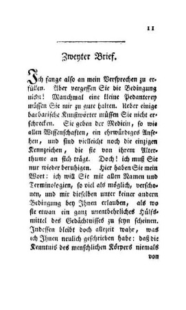 Zweyter Brief. [Ueber die Bestandtheile des menschlichen Körpers]