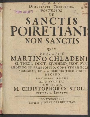 Diss. 2: Dissertatio Theologica Posterior De Sanctis Poiretianis Non Sanctis