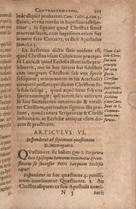 Articvlvs VI. Respondetur ad septimam quaestionem D. Onterrogantis.