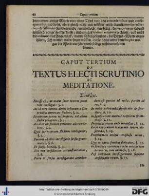 Caput Tertium De Textus Electi Scrutinio Ac Meditatione.