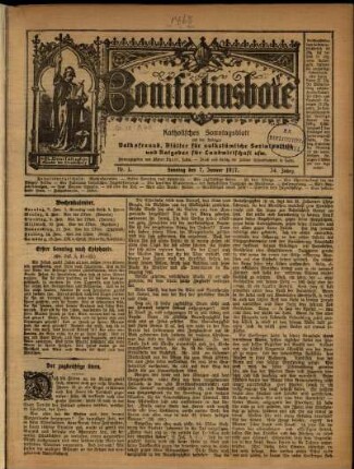 Erste Ausgabe vom Sonntag, den 07. Januar 1917.
