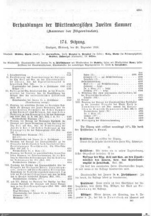 174. Sitzung, Stuttgart, 20.12.1916