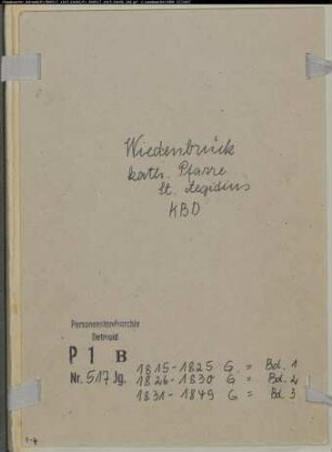 Kirchenbuchduplikat der katholischen Gemeinde Aegidius Wiedenbrück, Kreis Wiedenbrück (G 1815-1849) (Gemeinde: Katholische Gemeinde Aegidius Wiedenbrück)