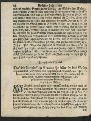 Das zehende Capittel. Daß die Vernünfftige Creatur ihr selber sey das Gesetze unzertrennlich ...