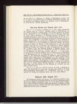 Ruhezeit - Juli bis August 1917