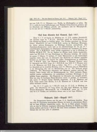 Ruhezeit - Juli bis August 1917
