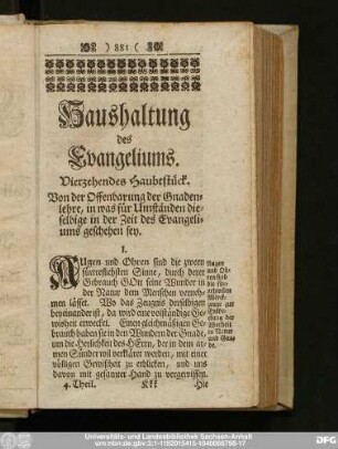 Haushaltung des Evangeliums.
