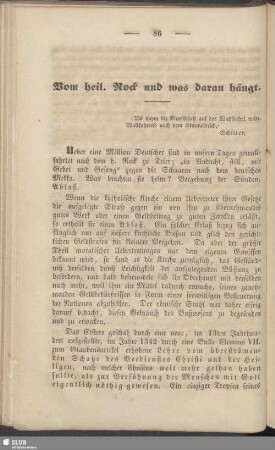 Vom heil. Rock und was daran hängt
