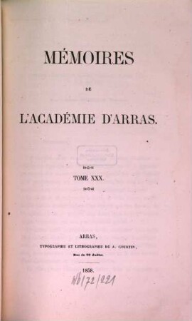 Mémoires de l'Académie d'Arras, 30. 1858