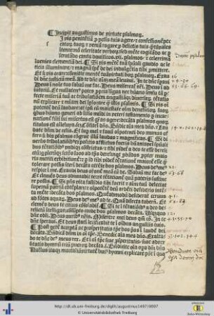 Augustinus de virtute psalmorum.