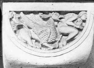 Hamersleben, ehem. Augustiner-Chorherren-Stift, Stiftskirche, St. Pankratius, zweites nördliches Langhauskapitell von Osten, Südseite