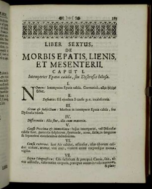 Liber sextus, de Morbis Epatis, Lienis, et Mesenterii.
